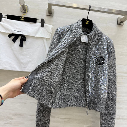 CHANEL 25S HERRINGBONE KNIT JACKET 270