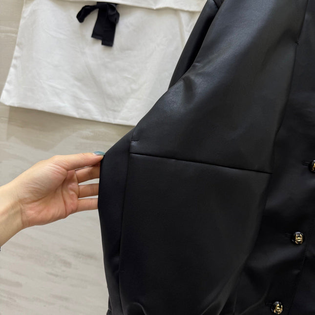 CHANEL 25S STAND-COLLAR LEATHER JACKET 291