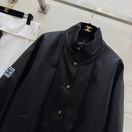 CHANEL 25S STAND-COLLAR LEATHER JACKET 291