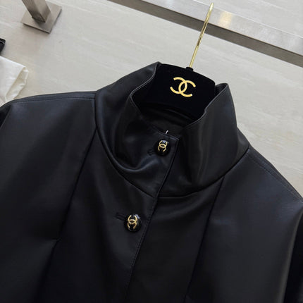 CHANEL 25S STAND-COLLAR LEATHER JACKET 291