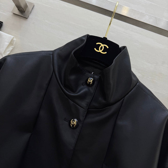 CHANEL 25S STAND-COLLAR LEATHER JACKET 291