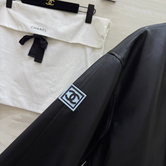 CHANEL 25S STAND-COLLAR LEATHER JACKET 291