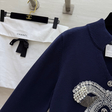 CHANEL 25S BOW EMBELLISHED KNITTED PULLOVER 274