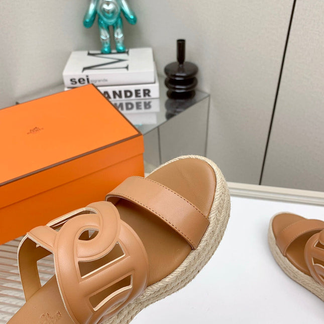 ITHEA 85 MM ESPADRILLE IN BRONZE BROWN CALFSKIN