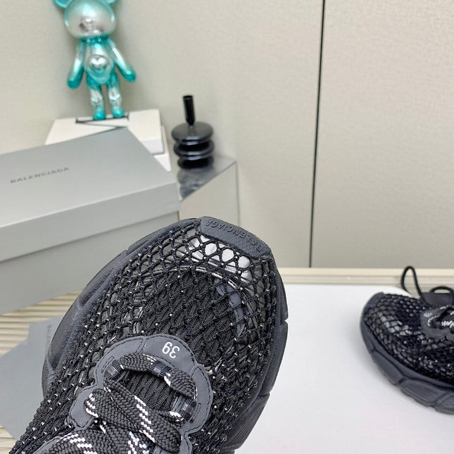 XL FISHNET SNEAKER IN BLACK MESH, POLYURETHANE, POLYESTER WITH RHINESTONES