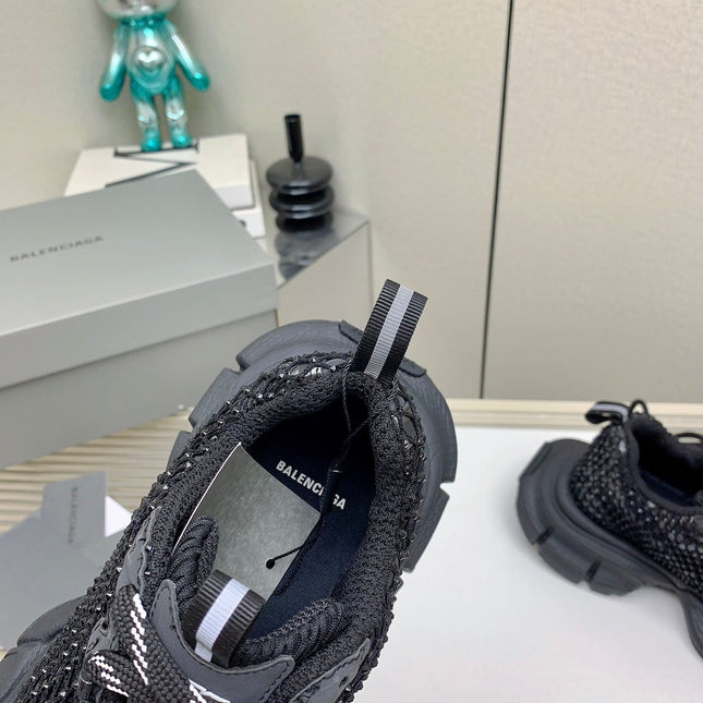 XL FISHNET SNEAKER IN BLACK MESH, POLYURETHANE, POLYESTER WITH RHINESTONES