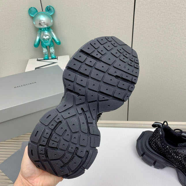 XL FISHNET SNEAKER IN BLACK MESH, POLYURETHANE, POLYESTER WITH RHINESTONES