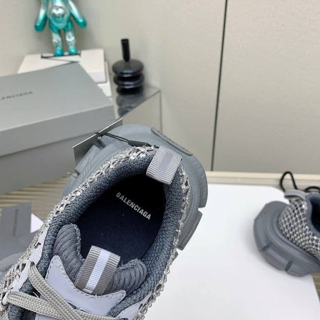 XL FISHNET SNEAKER IN GRAY MESH, POLYURETHANE, POLYESTER WITH RHINESTONES