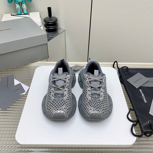 XL FISHNET SNEAKER IN GRAY MESH, POLYURETHANE, POLYESTER WITH RHINESTONES