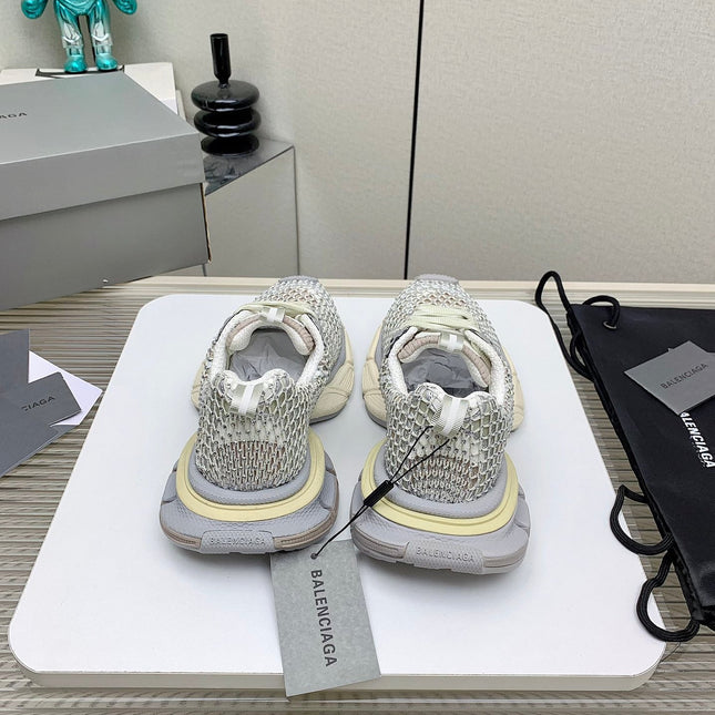 XL FISHNET SNEAKER IN GRAY AND BEIGE MESH, POLYURETHANE, POLYESTER WITH RHINESTONES