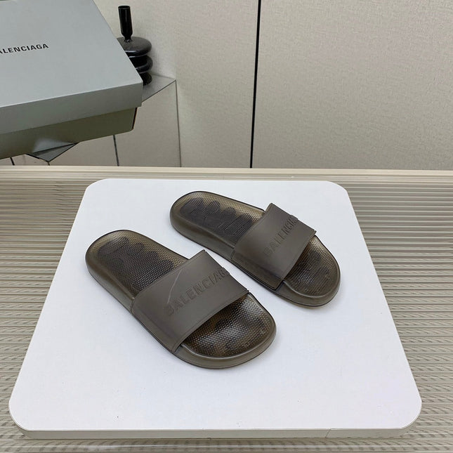 POOL SLIDE SANDAL IN SMOKE BROWN RUBBER