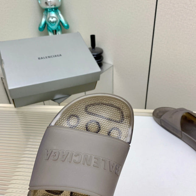 POOL SLIDE SANDAL IN SMOKE BROWN RUBBER