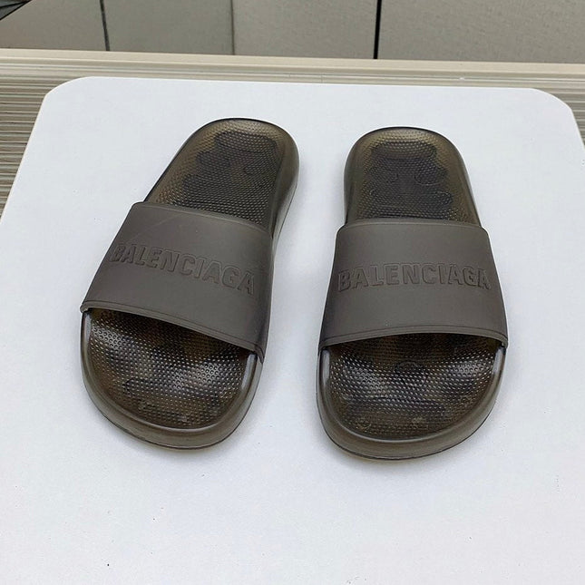 POOL SLIDE SANDAL IN SMOKE BROWN RUBBER