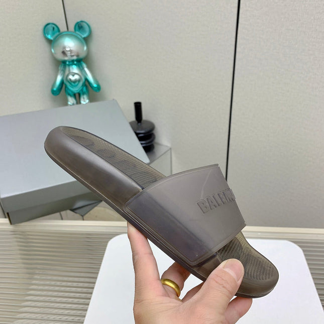 POOL SLIDE SANDAL IN SMOKE BROWN RUBBER