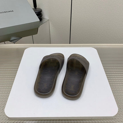 POOL SLIDE SANDAL IN SMOKE BROWN RUBBER