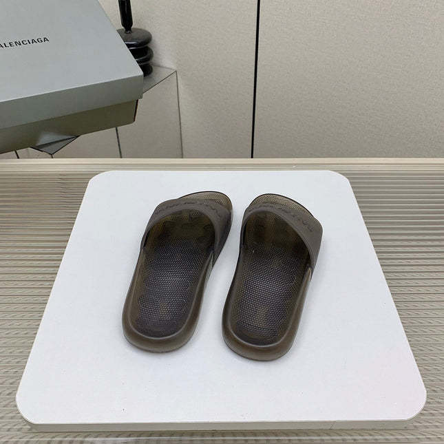 POOL SLIDE SANDAL IN SMOKE BROWN RUBBER