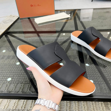 LP CROSSOVER SLIPPERS BLACK CALFSKIN