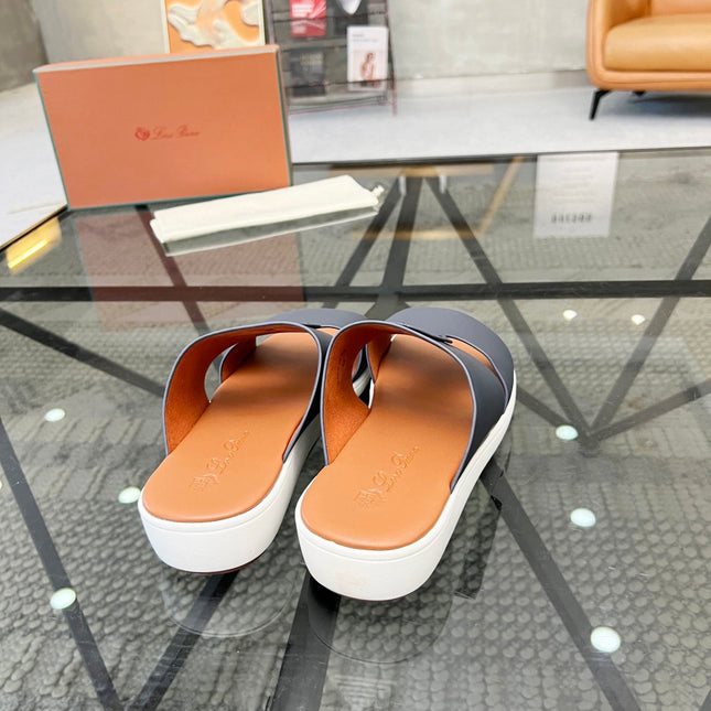 LP CROSSOVER SLIPPERS NAVY CALFSKIN