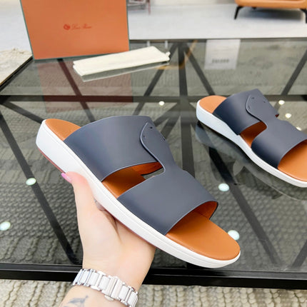 LP CROSSOVER SLIPPERS NAVY CALFSKIN