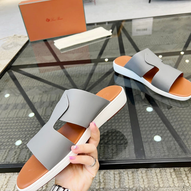 LP CROSSOVER SLIPPERS LIGHT GRAY CALFSKIN