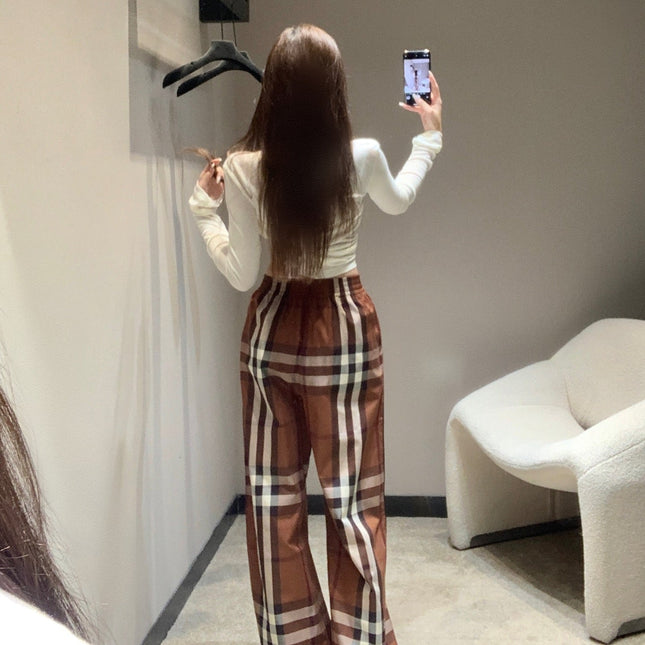 BURBERRY 25S PLAID STRAIGHT-LEG PANTS 092