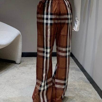 BURBERRY 25S PLAID STRAIGHT-LEG PANTS 092