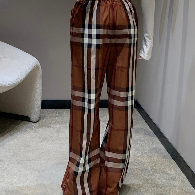 BURBERRY 25S PLAID STRAIGHT-LEG PANTS 092