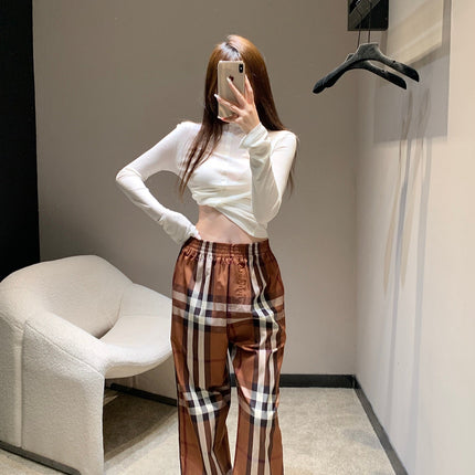 BURBERRY 25S PLAID STRAIGHT-LEG PANTS 092