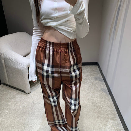 BURBERRY 25S PLAID STRAIGHT-LEG PANTS 092