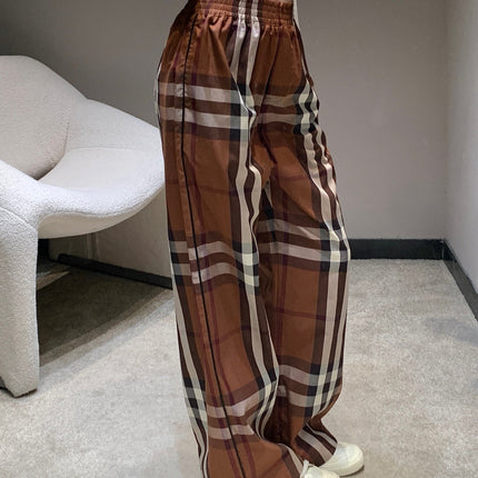 BURBERRY 25S PLAID STRAIGHT-LEG PANTS 092