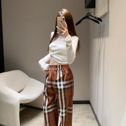 BURBERRY 25S PLAID STRAIGHT-LEG PANTS 092