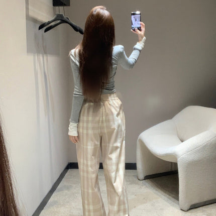 BURBERRY 25S PLAID STRAIGHT-LEG PANTS 091