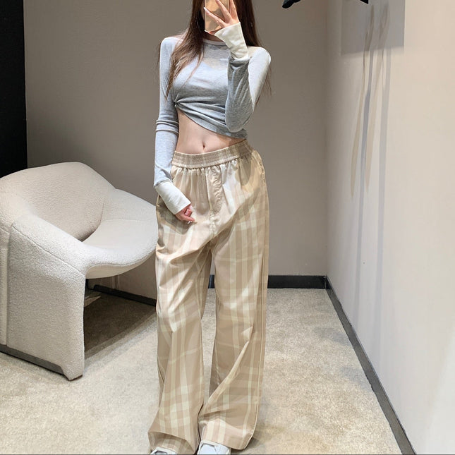 BURBERRY 25S PLAID STRAIGHT-LEG PANTS 091