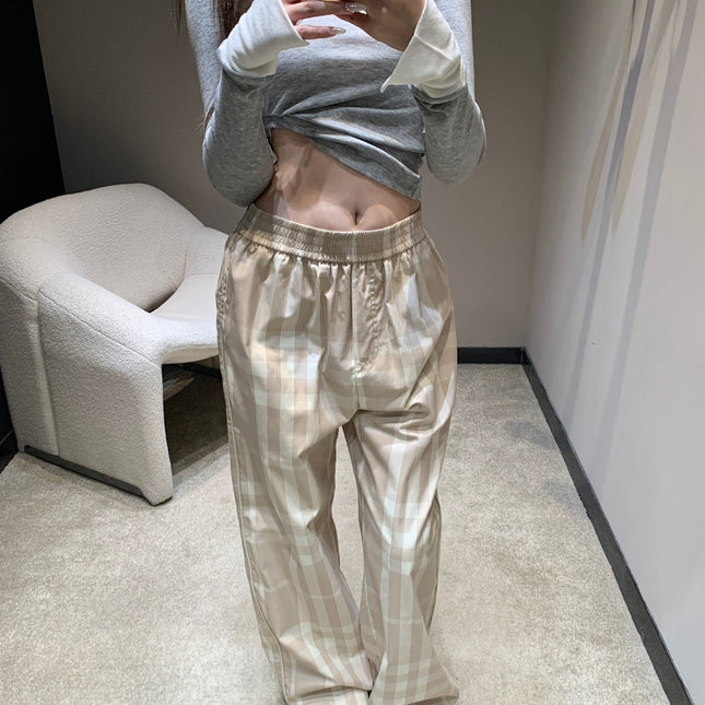 BURBERRY 25S PLAID STRAIGHT-LEG PANTS 091