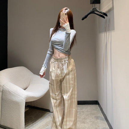 BURBERRY 25S PLAID STRAIGHT-LEG PANTS 091