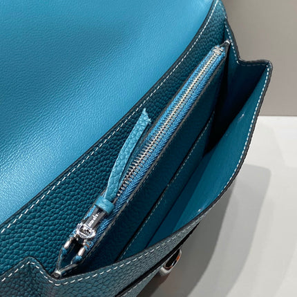 TOGO PASSPORT HOLDER 20 IN OCEAN BLUE CALFSKIN