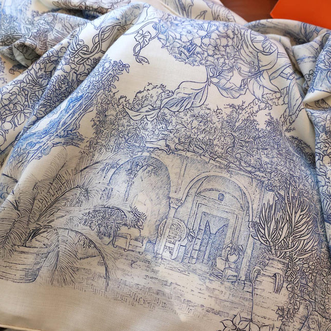 SCARF 140 IN ELECTRIC BLUE SILK