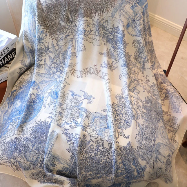 SCARF 140 IN ELECTRIC BLUE SILK