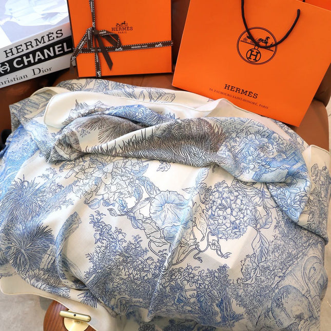 SCARF 140 IN ELECTRIC BLUE SILK