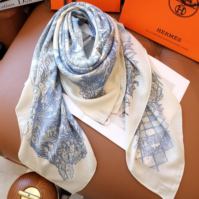 SCARF 140 IN ELECTRIC BLUE SILK