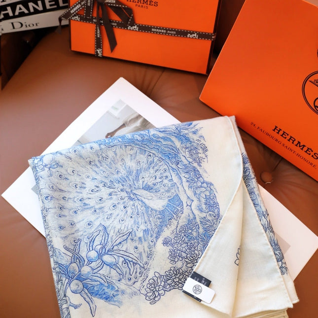 SCARF 140 IN ELECTRIC BLUE SILK