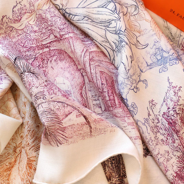 SCARF 140 IN COLORFUL SILK