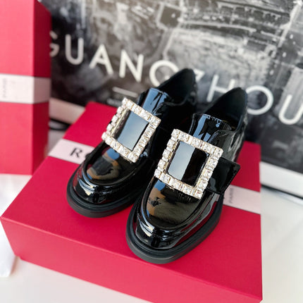 VIV' RANGERS LOAFERS IN BLACK PATENT CALFSKIN STRASS BUCKLE