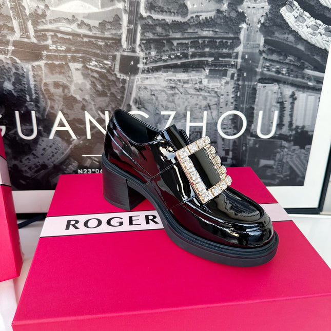VIV' RANGERS LOAFERS IN BLACK PATENT CALFSKIN STRASS BUCKLE