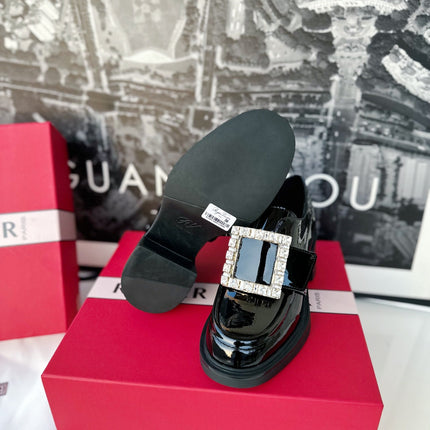 VIV' RANGERS LOAFERS IN BLACK PATENT CALFSKIN STRASS BUCKLE