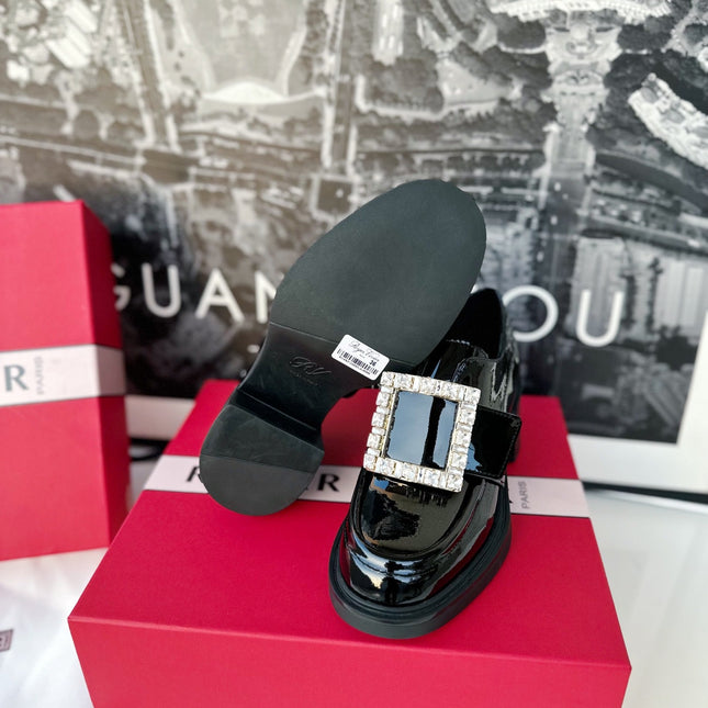 VIV' RANGERS LOAFERS IN BLACK PATENT CALFSKIN STRASS BUCKLE