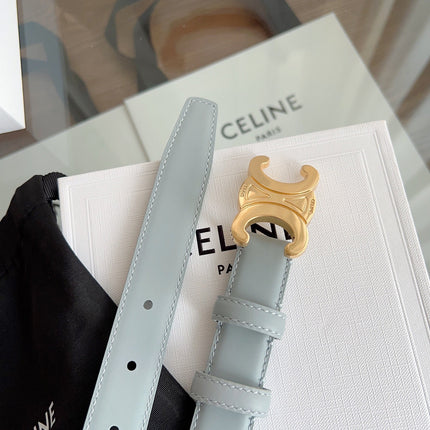 TRIOMPHE BELT 24MM IN ASH GRAY CALFSKIN WITH GOLD BUCKLE