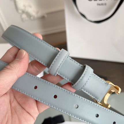 TRIOMPHE BELT 24MM IN ASH GRAY CALFSKIN WITH GOLD BUCKLE