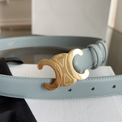 TRIOMPHE BELT 24MM IN ASH GRAY CALFSKIN WITH GOLD BUCKLE