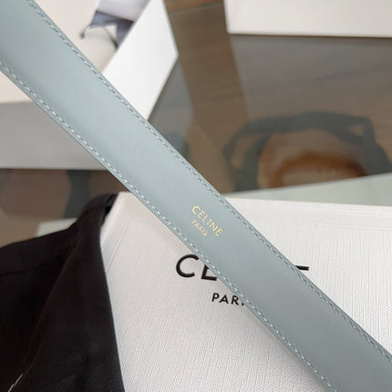 TRIOMPHE BELT 24MM IN ASH GRAY CALFSKIN WITH GOLD BUCKLE